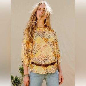 Matilda Jane Good Hart Womens Rockport Blouse Top Yellow Size Small New